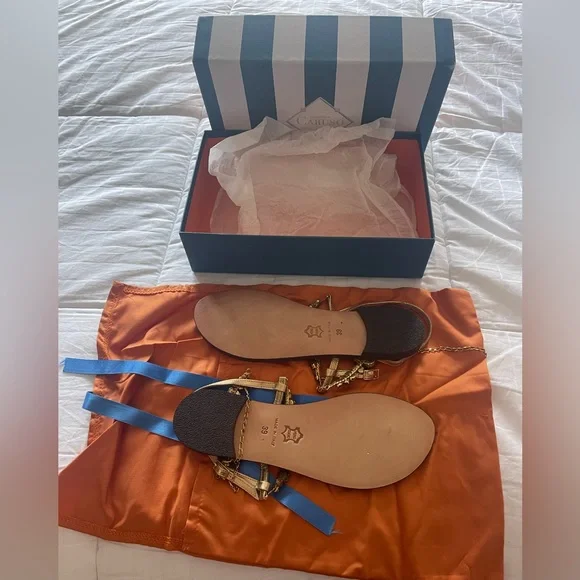 Emanuela Caruso Capri stunning green jewel sandals size 39 fit 8.5 US - Picture 10 of 13